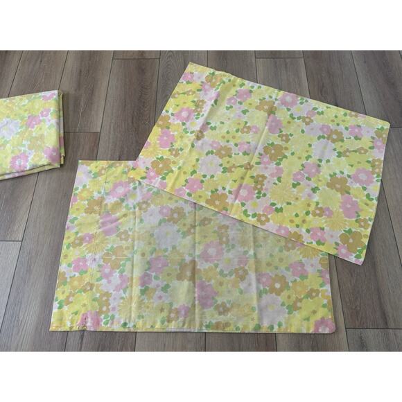 VTG Dan River Dantrel Full Sheet Set 70s Flower Power Hippie Boho Faded - Picture 10 of 16